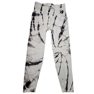 Victoria’s Secret PINK Small  Leggings Beige Black Tie Dye High Waisted Ribbed
